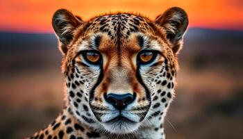 A cheetah is staring into the camera photo