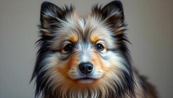Lowchen with Bright Eyes and Soft, Flowing Coat Against Blurred Background photo