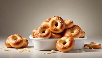 Soft and chewy pretzel bites with a side of smooth cheese dip photo