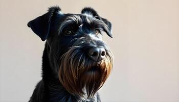 Giant Schnauzer with Sharp Eyes and Dense Coat, Captured in Soft Lighting photo