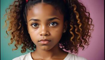 Studio Shot of a Nigerian Girl with Captivating Eyes and Natural Hair photo