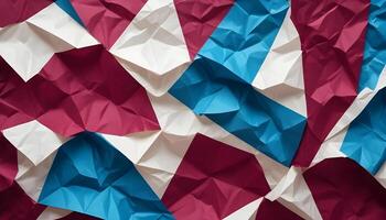 Close up of colorful crumpled paper with intricate abstract patterns photo