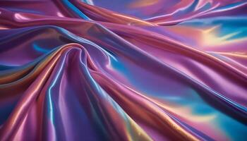 Smooth iridescent fabric texture with vibrant color changes photo