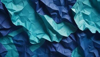 Crumpled paper texture with a burst of colorful abstract shapes photo