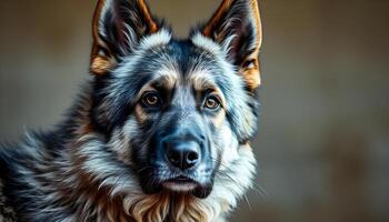 Portrait of a Norwegian Elkhound with Soft Lighting and Sharp Whiskers photo