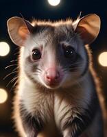 Male Possum with Distinct Features and Softly Blurred Night Time Setting photo
