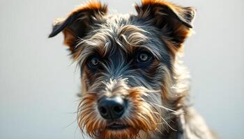 Close up of Styrian Coarse haired Hound with focused gaze and relaxed expression photo
