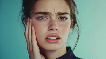A woman with a toothache photo