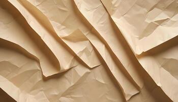 Lightly wrinkled beige paper texture with soft creases and a smooth finish photo
