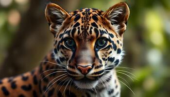 Close up of a Female Clouded Leopard with Distinctive Markings and Piercing Eyes photo