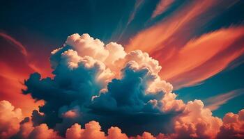 Rolling cloud swirls adding movement to the serene blue sky photo