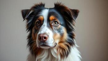 Portrait of an Australian Shepherd with Calm Demeanor and Merle Pattern photo