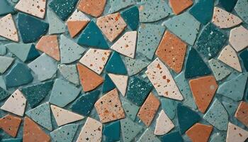 Speckled terrazzo with colorful stone accents, providing a bold and playful addition to modern interiors photo