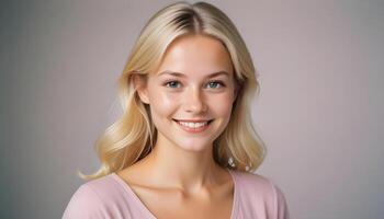 Captivating Swedish girl with classic Scandinavian features posing with a calm expression photo