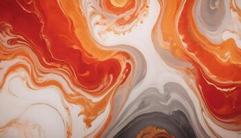 Dynamic abstract swirls in warm orange, deep red, and soft gray hues photo