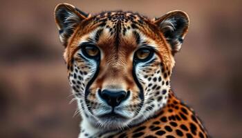 A close up of a cheetah's face photo