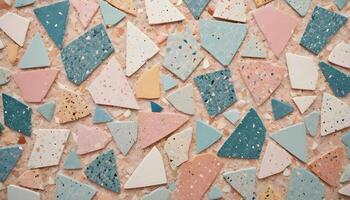 Speckled terrazzo texture with an array of colorful pieces, perfect for artistic and urban inspired spaces photo
