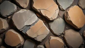 Gritty rough stone texture with uneven edges and deep surface details photo