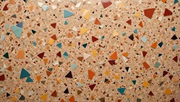 Stylish terrazzo pattern with vibrant stone accents, ideal for vibrant and dynamic design environments photo