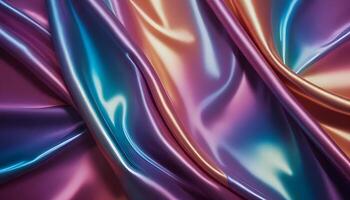 Colorful iridescent texture of cloth, creating a mesmerizing background photo