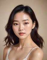 Natural beauty of a Korean girl with smooth skin and soft features photo