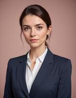 Stylish young British professional in a business suit, radiating confidence and approachability photo