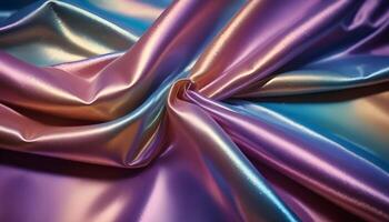 Vibrant and dynamic iridescent fabric texture with a spectrum of colors photo