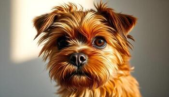 Calm Brussels Griffon with Wiry Red Coat and Poised Expression photo