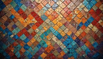 Vibrant mosaic texture with intricate tile patterns photo