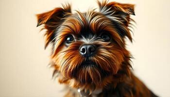 Wiry Red Brussels Griffon with Dark Eyes and Relaxed Demeanor photo