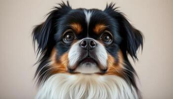 Serene Japanese Chin with Calm Expression in Soft Lighting photo