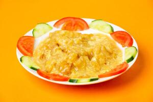 Corn Nuggets Loaded with Dip Sauce served in plate isolated on orange background side view of hong kong food photo