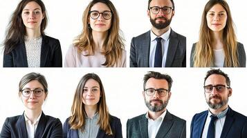 Professional Business Team Portraits Collage with Diverse Faces photo
