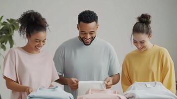 Happy Store Owners Packing Clothing Orders with Smiles and Care photo