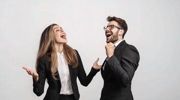 Happy Woman Engaging in Conversation with Business Colleague photo