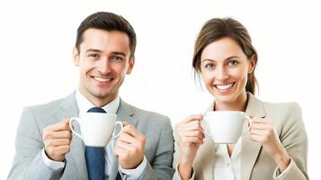 Happy Business People Enjoying Coffee During Break Together photo