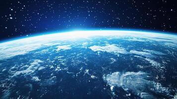 The earth is seen from space with stars photo