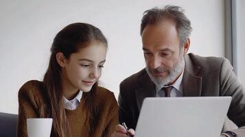 Mentor Explaining Work Concepts to Young Student in Professional Setting photo