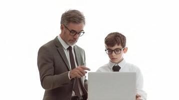 Executive Explaining Work Concepts to Young Manager in Formal Attire photo