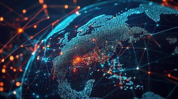 Vivid Digital Network Depiction of Global Connectivity and Scale photo