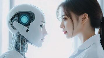 Doctor Collaborating with Advanced AI for Precision Diagnosis photo