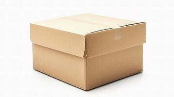 A brown cardboard box sitting on a white surface photo