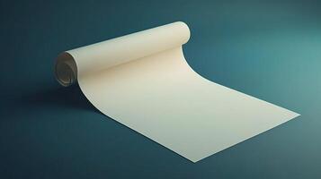 Roll of paper on a blue surface photo