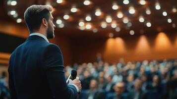 Business Conference Speaker Engaging Audience with Insightful Talk photo