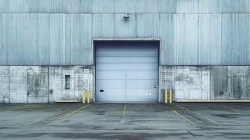 A large warehouse with a large door photo