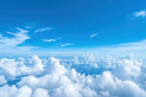 beautiful sky landscape with cumulus clouds, aerial view photo
