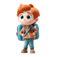 A cute funny illustration of a school boy walking back to school on a transparent background png