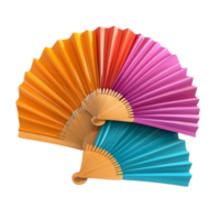Simple photo of a fan made from colorful origami papers isolated on transparent background png