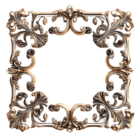 Ornate Gold Frame With Floral Decorations Isolated Transparent Background png