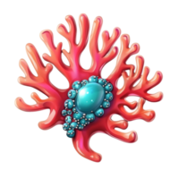 a coral with turquoise stones Isolated On Transparent Background png